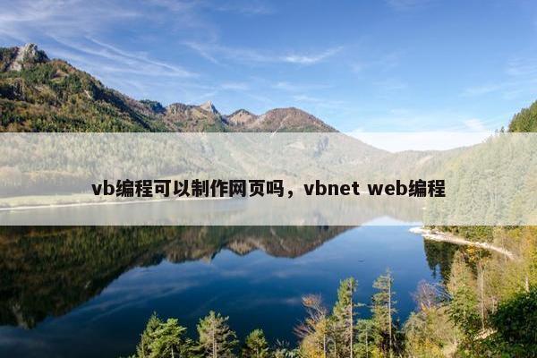vb编程可以制作网页吗，vbnet web编程