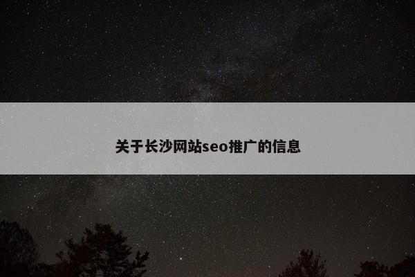 关于长沙网站seo推广的信息