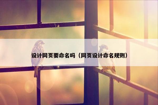 设计网页要命名吗（网页设计命名规则）