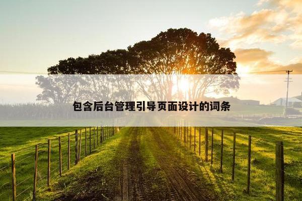 包含后台管理引导页面设计的词条