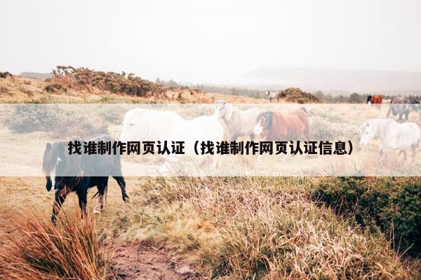 找谁制作网页认证（找谁制作网页认证信息）