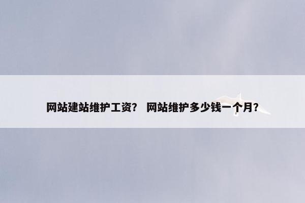 网站建站维护工资？ 网站维护多少钱一个月？