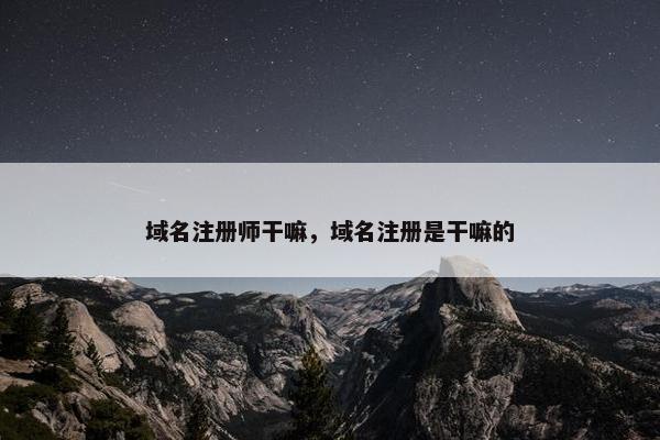 域名注册师干嘛，域名注册是干嘛的