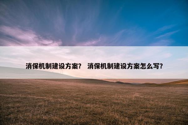 消保机制建设方案？ 消保机制建设方案怎么写？