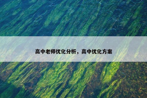 高中老师优化分析，高中优化方案
