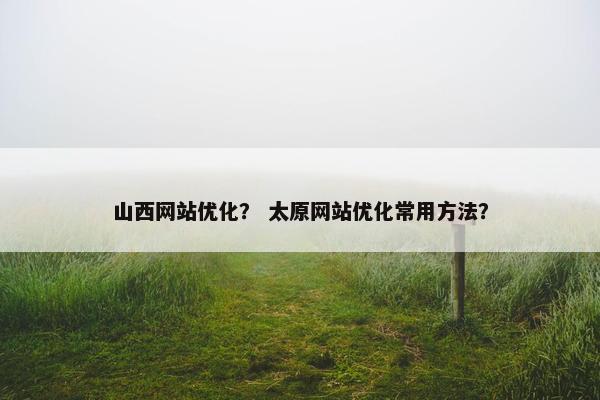 山西网站优化？ 太原网站优化常用方法？