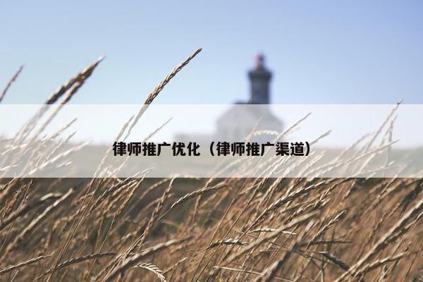 律师推广优化（律师推广渠道）