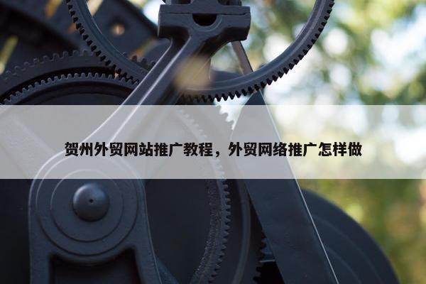 贺州外贸网站推广教程，外贸网络推广怎样做