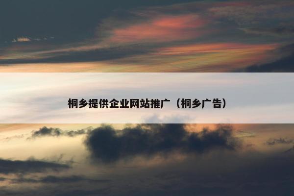 桐乡提供企业网站推广（桐乡广告）