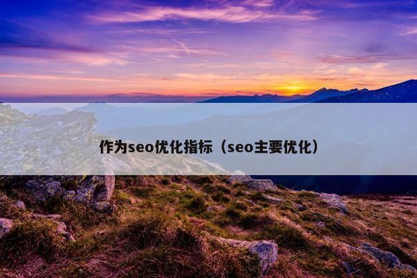作为seo优化指标（seo主要优化）