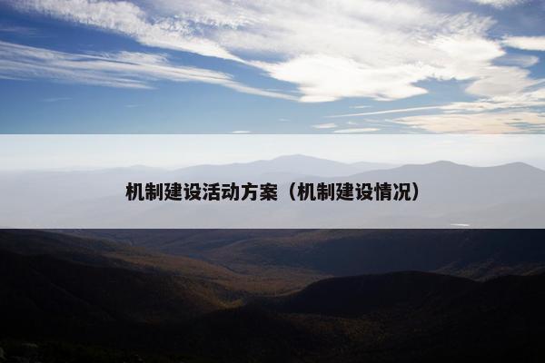 机制建设活动方案（机制建设情况）