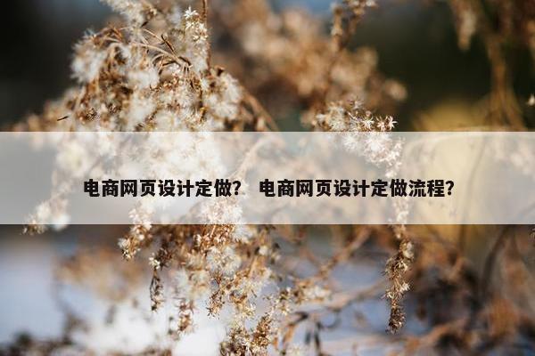 电商网页设计定做？ 电商网页设计定做流程？