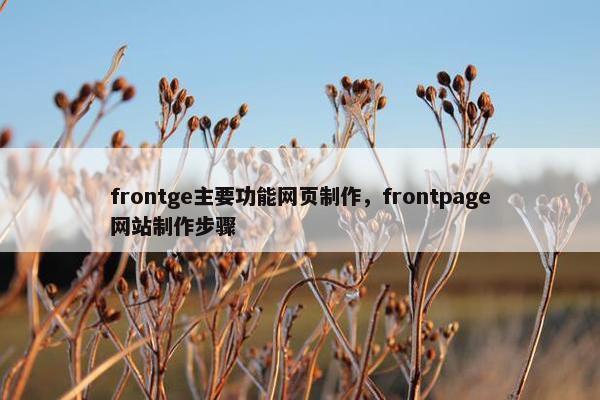 frontge主要功能网页制作，frontpage网站制作步骤