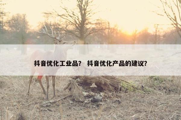 抖音优化工业品？ 抖音优化产品的建议？
