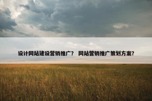 设计网站建设营销推广？ 网站营销推广策划方案？