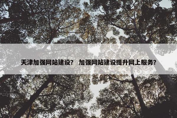 天津加强网站建设？ 加强网站建设提升网上服务？