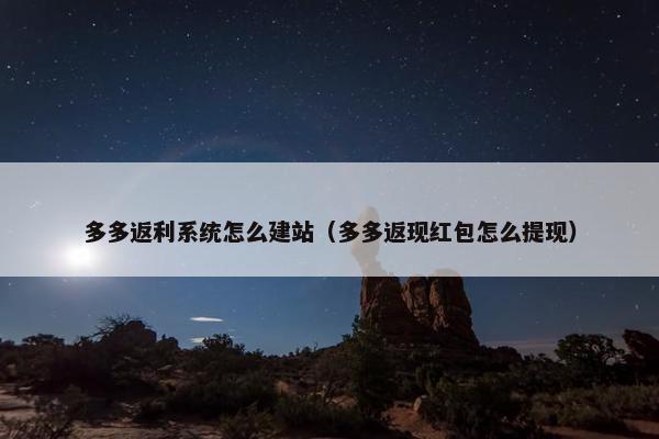多多返利系统怎么建站（多多返现红包怎么提现）