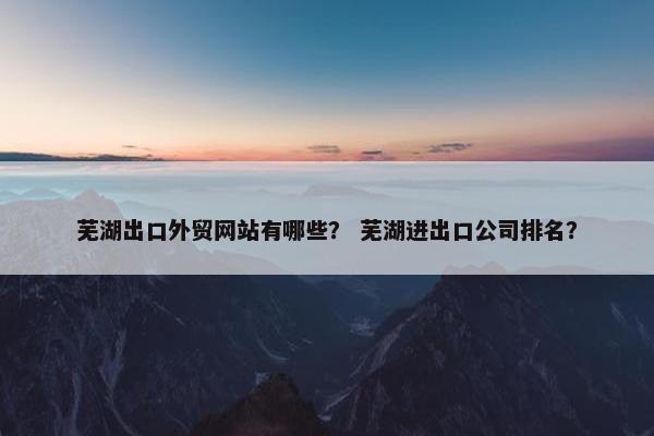 芜湖出口外贸网站有哪些？ 芜湖进出口公司排名？