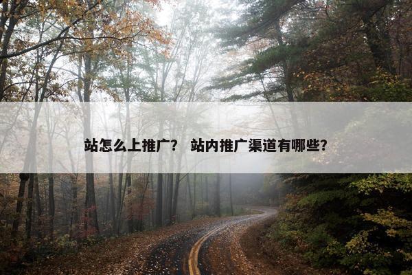 站怎么上推广？ 站内推广渠道有哪些？