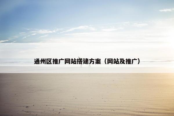 通州区推广网站搭建方案（网站及推广）