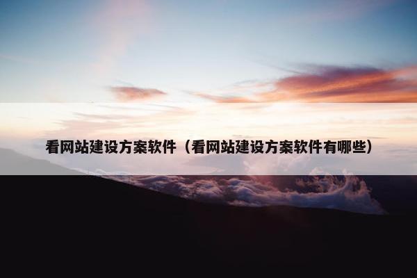 看网站建设方案软件（看网站建设方案软件有哪些）