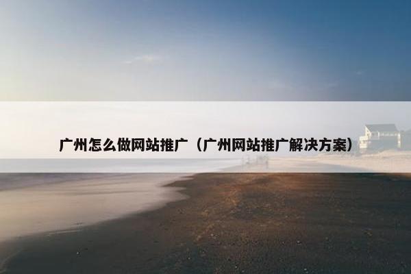 广州怎么做网站推广（广州网站推广解决方案）
