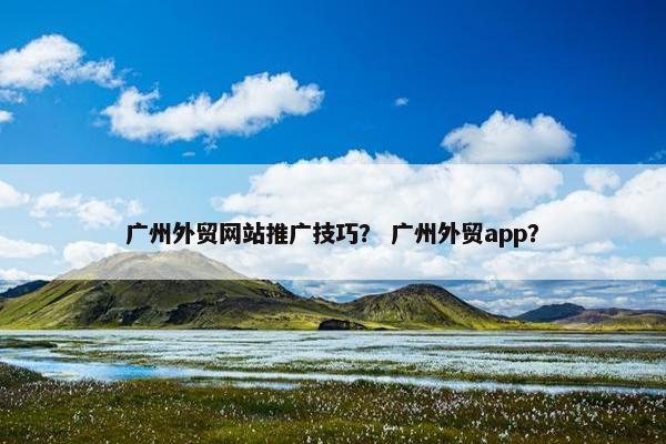 广州外贸网站推广技巧？ 广州外贸app？