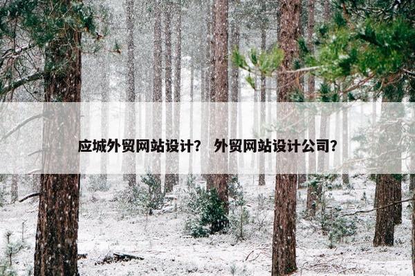 应城外贸网站设计？ 外贸网站设计公司？