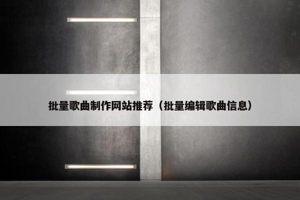 批量歌曲制作网站推荐（批量编辑歌曲信息）