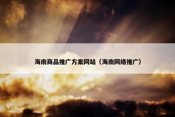 海南商品推广方案网站（海南网络推广）
