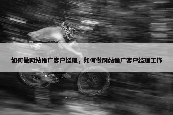如何做网站推广客户经理，如何做网站推广客户经理工作