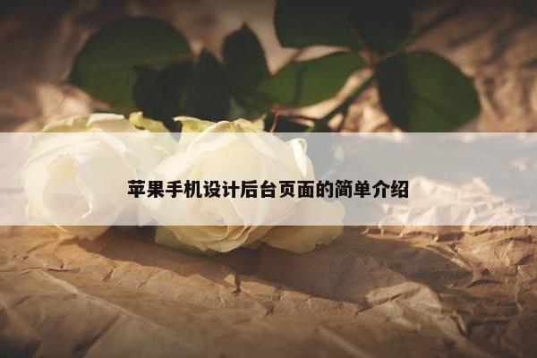 苹果手机设计后台页面的简单介绍