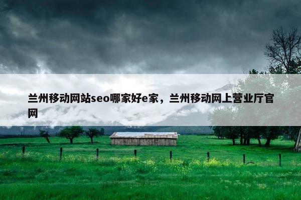 兰州移动网站seo哪家好e家，兰州移动网上营业厅官网