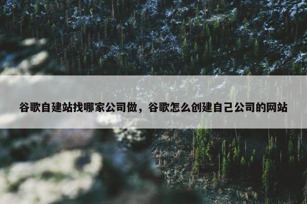 谷歌自建站找哪家公司做，谷歌怎么创建自己公司的网站