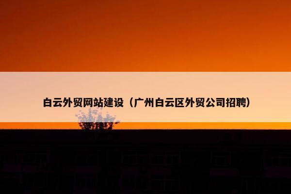 白云外贸网站建设（广州白云区外贸公司招聘）