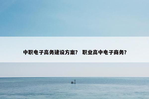 中职电子高务建设方案？ 职业高中电子商务？