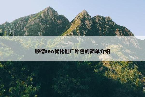 顺德seo优化推广外包的简单介绍