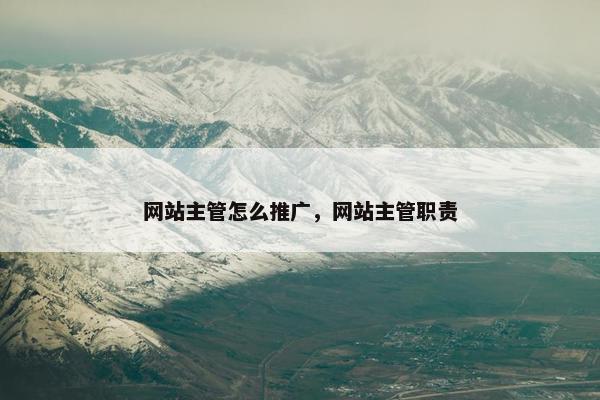 网站主管怎么推广，网站主管职责