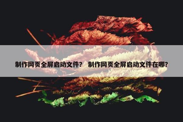 制作网页全屏启动文件？ 制作网页全屏启动文件在哪？