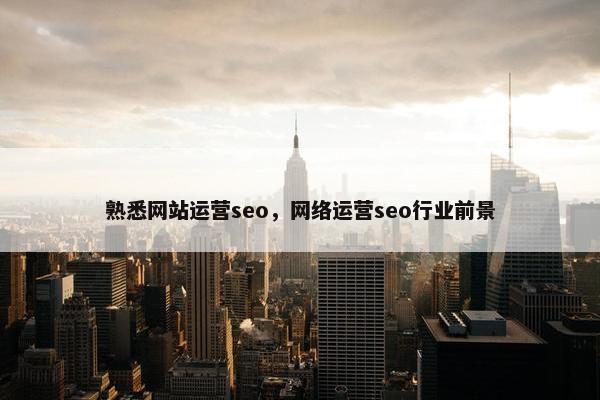 熟悉网站运营seo，网络运营seo行业前景