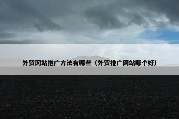 外贸网站推广方法有哪些（外贸推广网站哪个好）