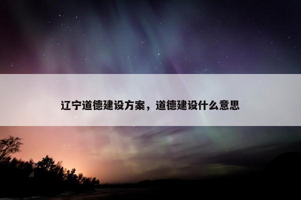 辽宁道德建设方案，道德建设什么意思