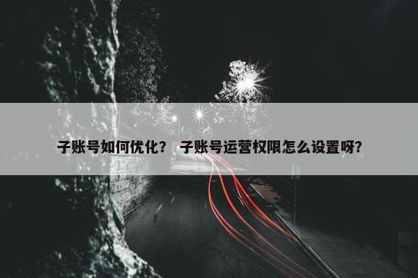 子账号如何优化？ 子账号运营权限怎么设置呀？