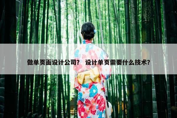 做单页面设计公司？ 设计单页需要什么技术？