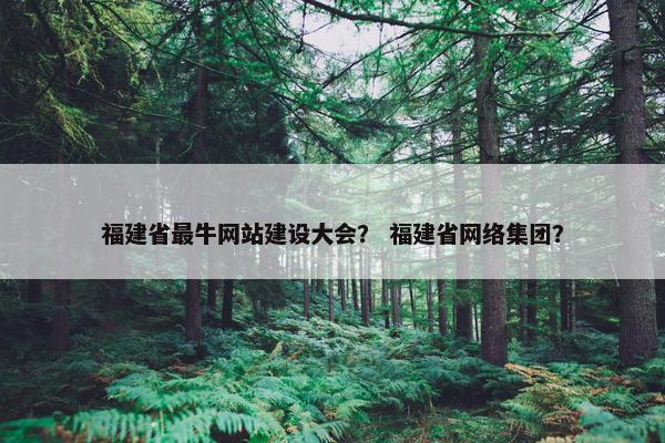 福建省最牛网站建设大会？ 福建省网络集团？