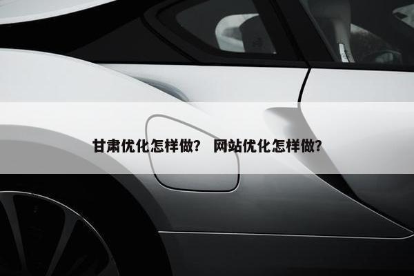 甘肃优化怎样做？ 网站优化怎样做？