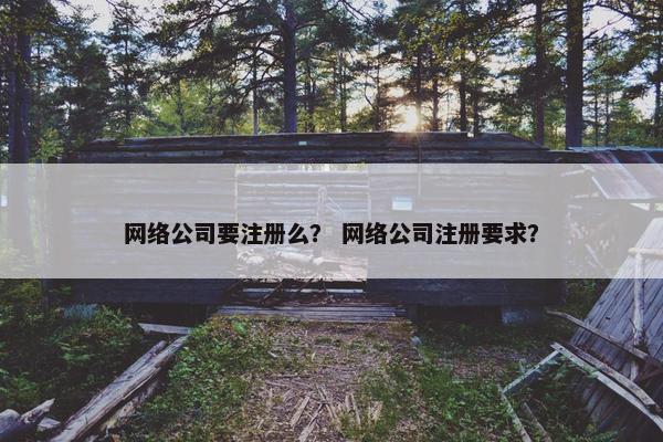 网络公司要注册么？ 网络公司注册要求？