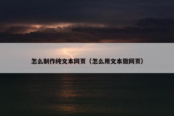 怎么制作纯文本网页（怎么用文本做网页）