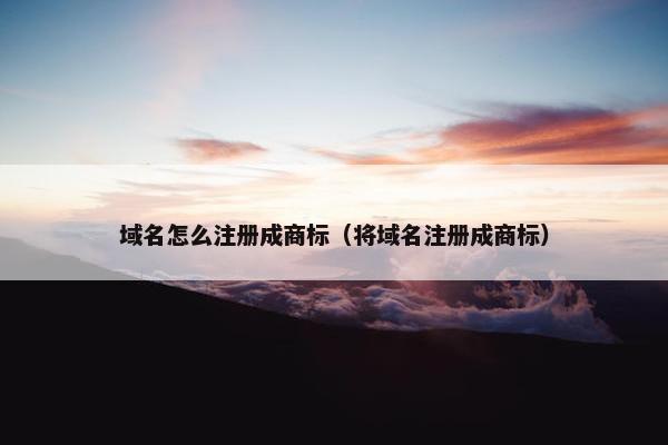 域名怎么注册成商标（将域名注册成商标）