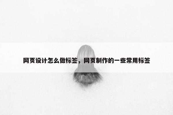 网页设计怎么做标签，网页制作的一些常用标签